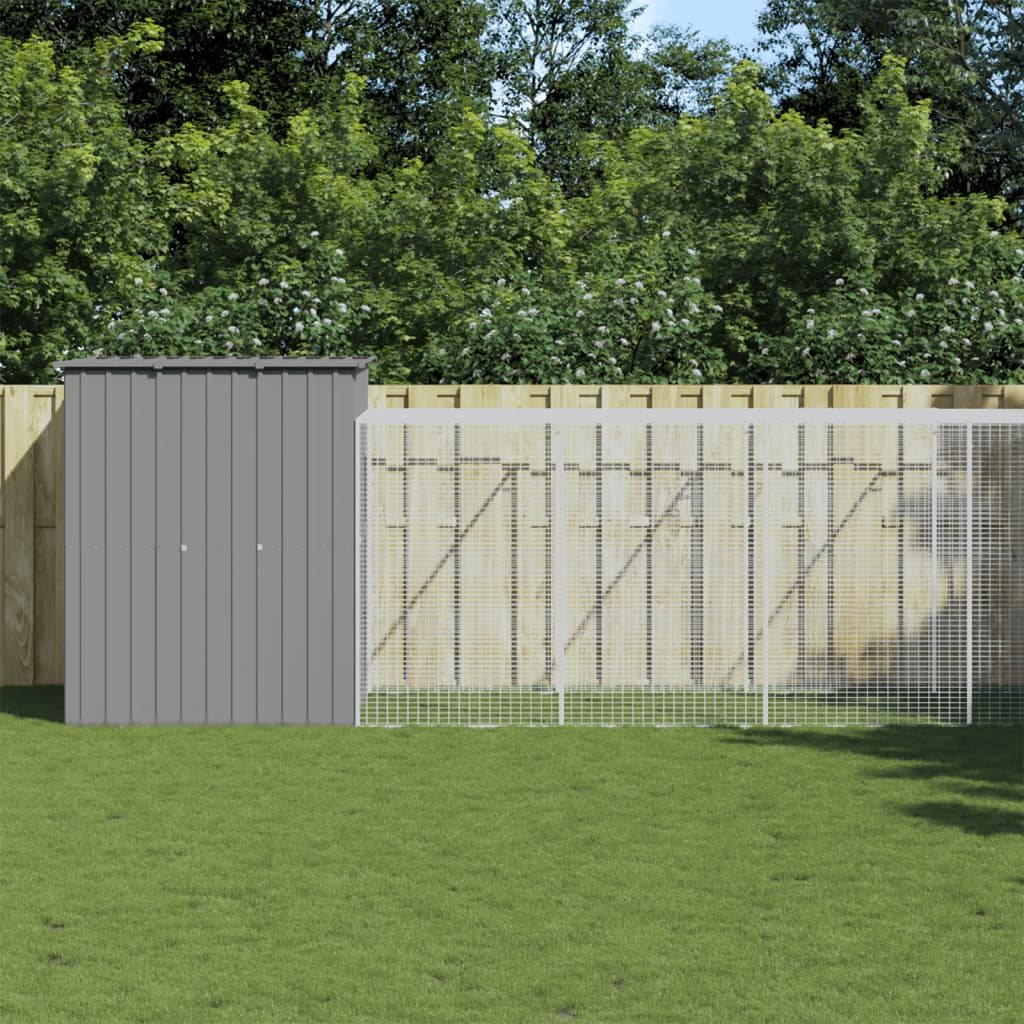 Chicken Cage with Run Light Grey 165x863x181 cm Galvanised Steel - Unbeatable Bargains
