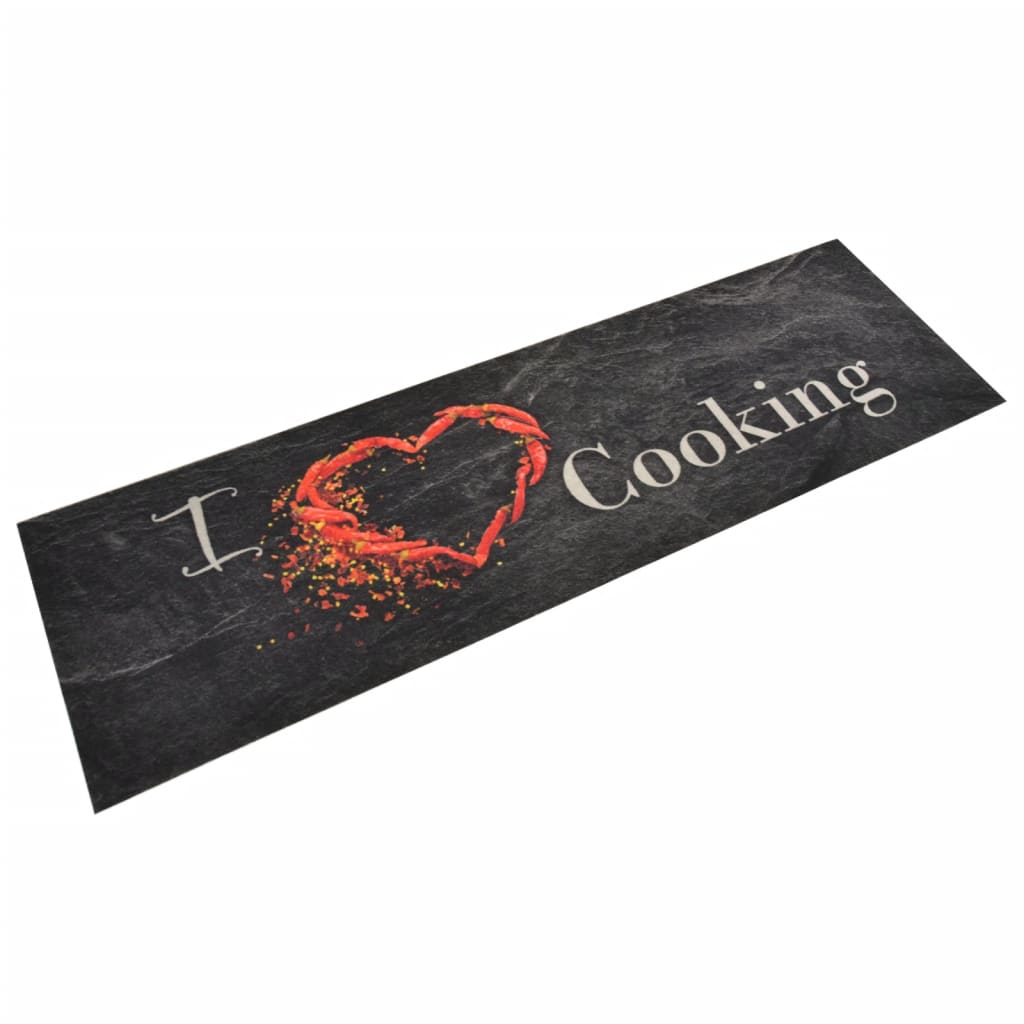 Kitchen Rug Washable Cooking Black 45x150 cm Velvet - Decor Base