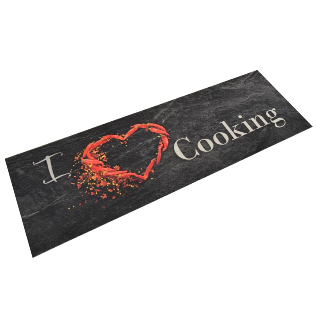 Kitchen Rug Washable Cooking Black 60x180 cm Velvet - Millennium Furniture