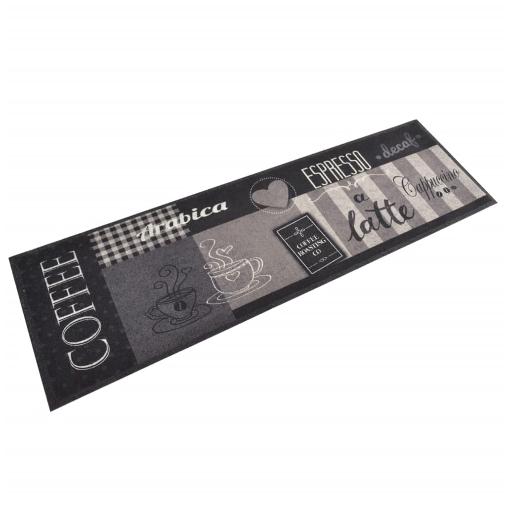 Kitchen Rug Washable Coffee Black 45x150 cm Velvet - Merkel Designers