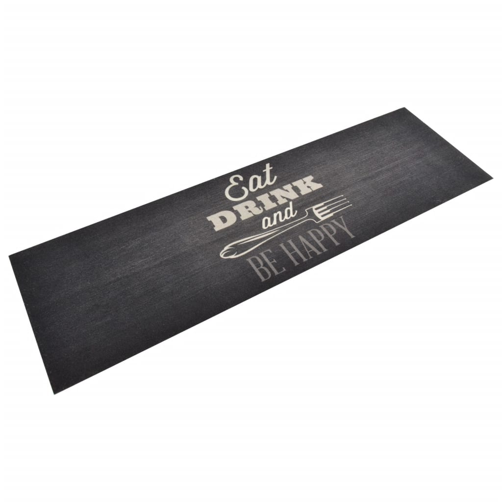 Kitchen Rug Washable Kitchen Black 60x180 cm Velvet - Millennium Furniture