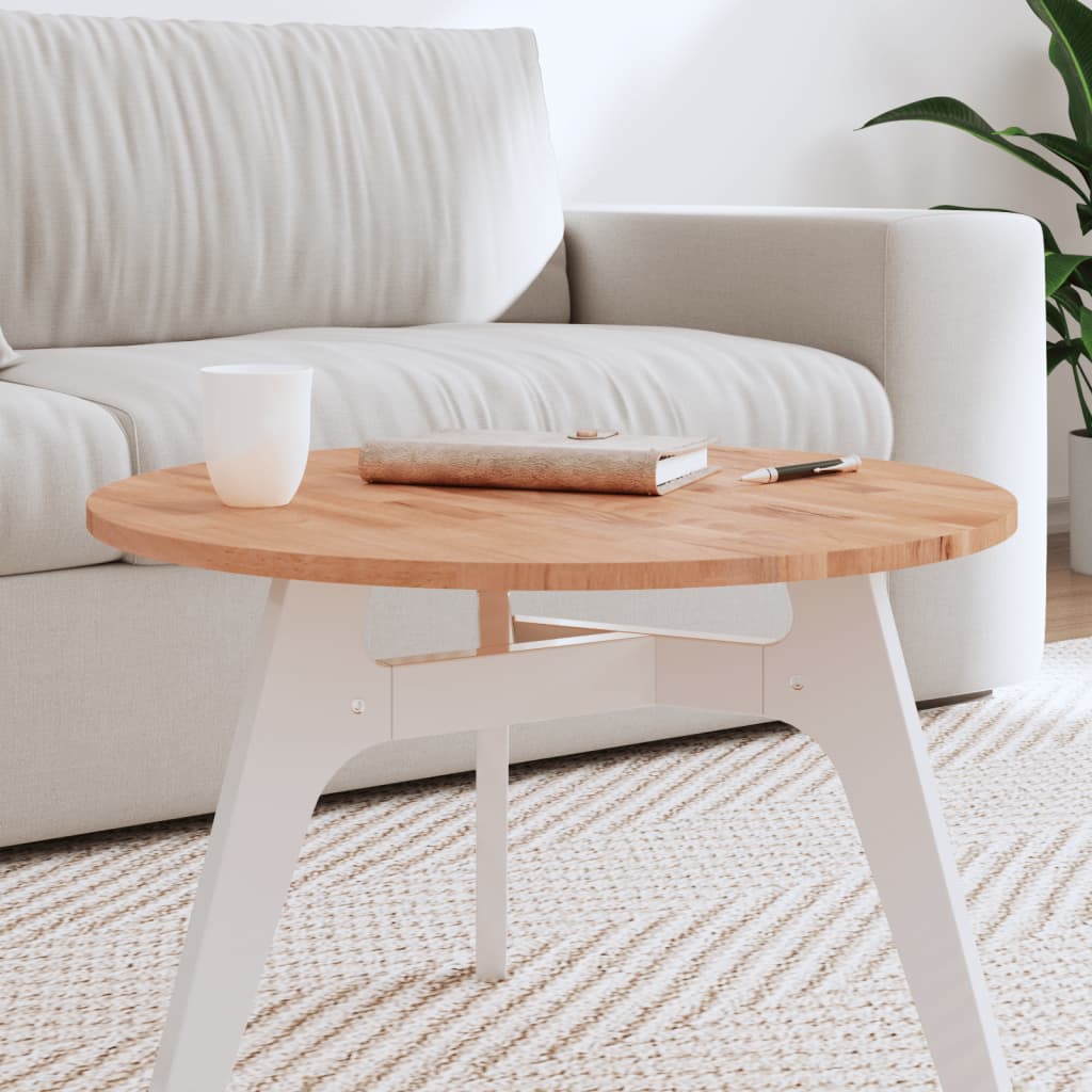 Table Top 60x1.5 cm Round Solid Wood Beech - Decor Base