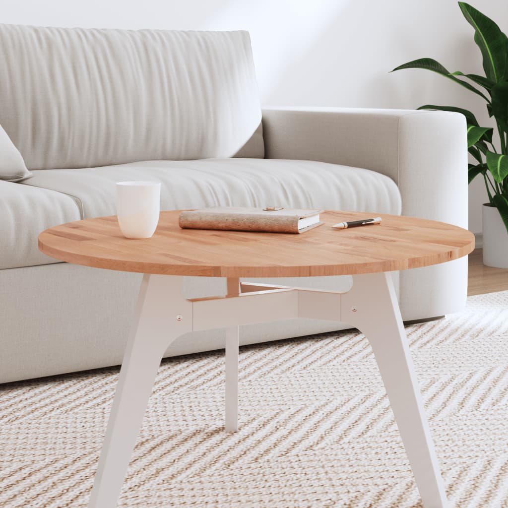 Table Top 70x1.5 cm Round Solid Wood Beech - Decor Base