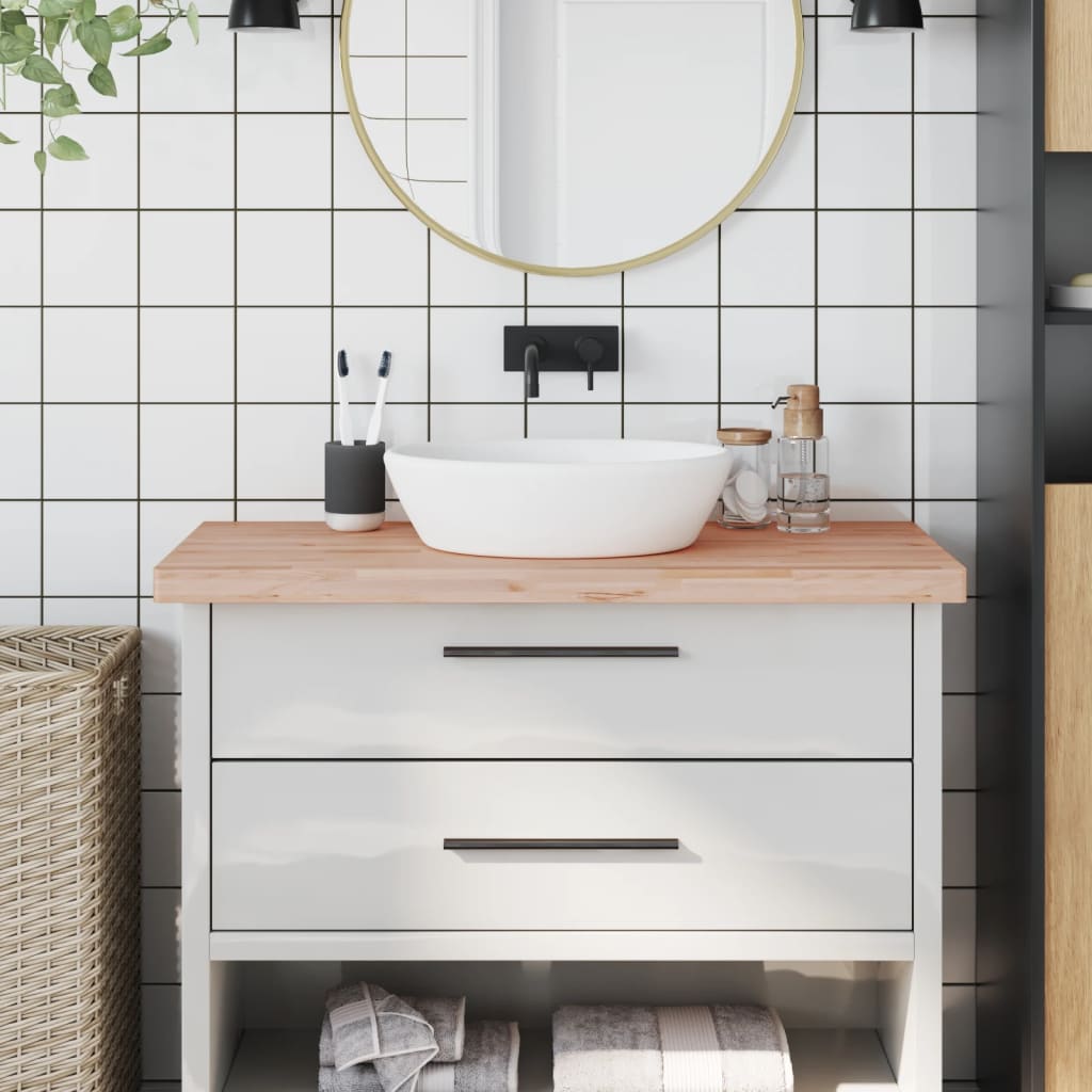 Bathroom Countertop 100x60x4 cm Solid Wood Beech - Direct Imports