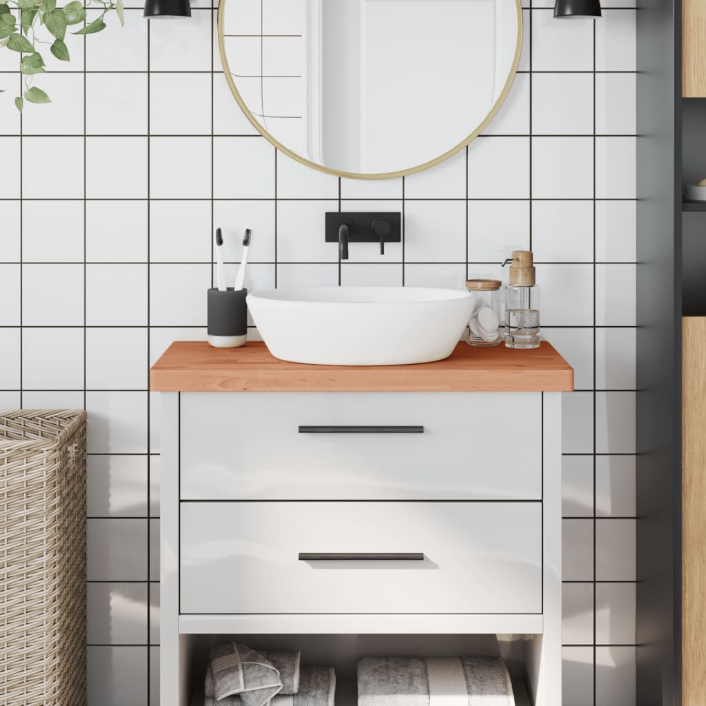 Bathroom Countertop 80x40x4 cm Solid Wood Beech - Discount Dealers