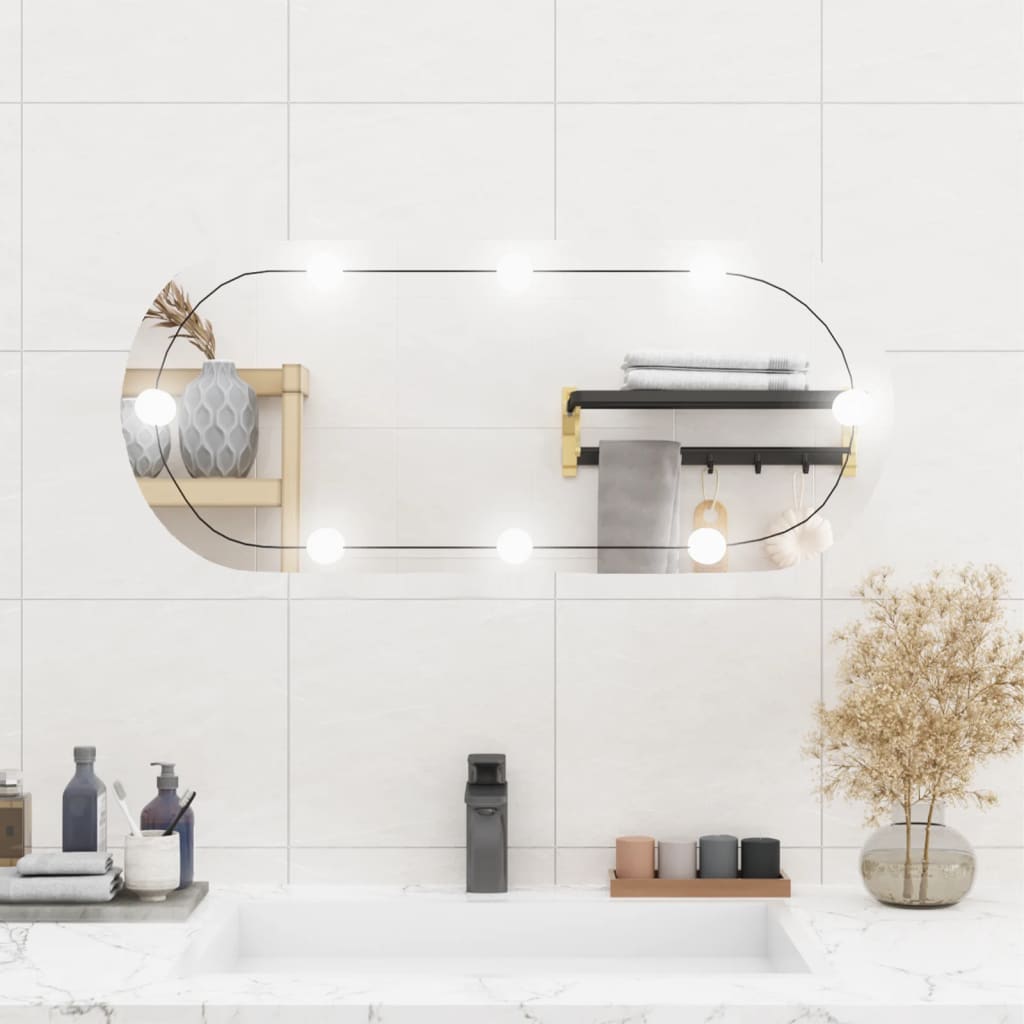 Wall Mirror with LED Lights 35x80cm Glass Oval - Style and Chic