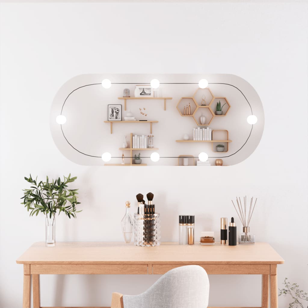Wall Mirror with LED Lights 40x90cm Glass Oval - Unbeatable Bargains