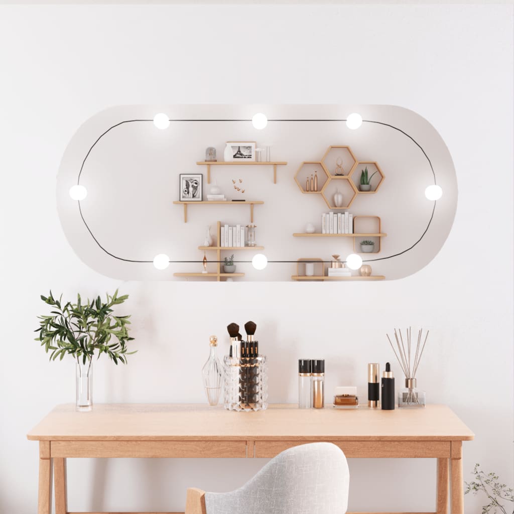 Wall Mirror with LED Lights 45x100cm Glass Oval - Unbeatable Bargains