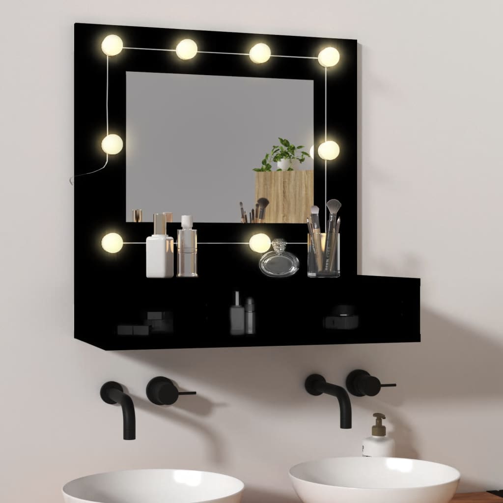 Mirror Cabinet with LED Black 60x31.5x62 cm - Brittle & Co