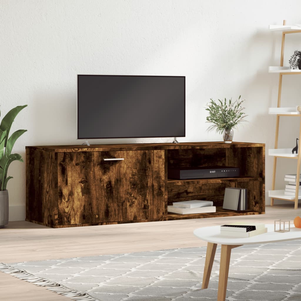 TV Cabinet Smoked Oak 120x34x37 cm Engineered Wood - The Home Maker