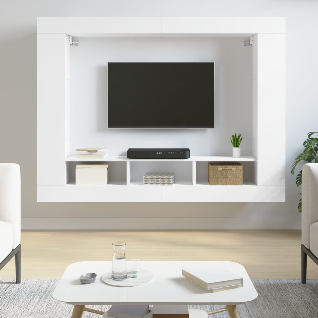TV Cabinet White 152x22x113 cm Engineered Wood - Merlin Deals