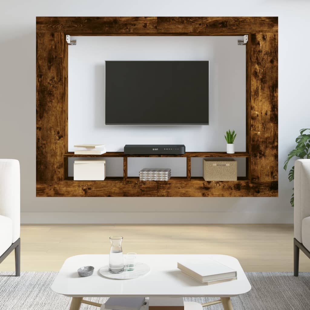 TV Cabinet Smoked Oak 152x22x113 cm Engineered Wood - Millennium Furniture