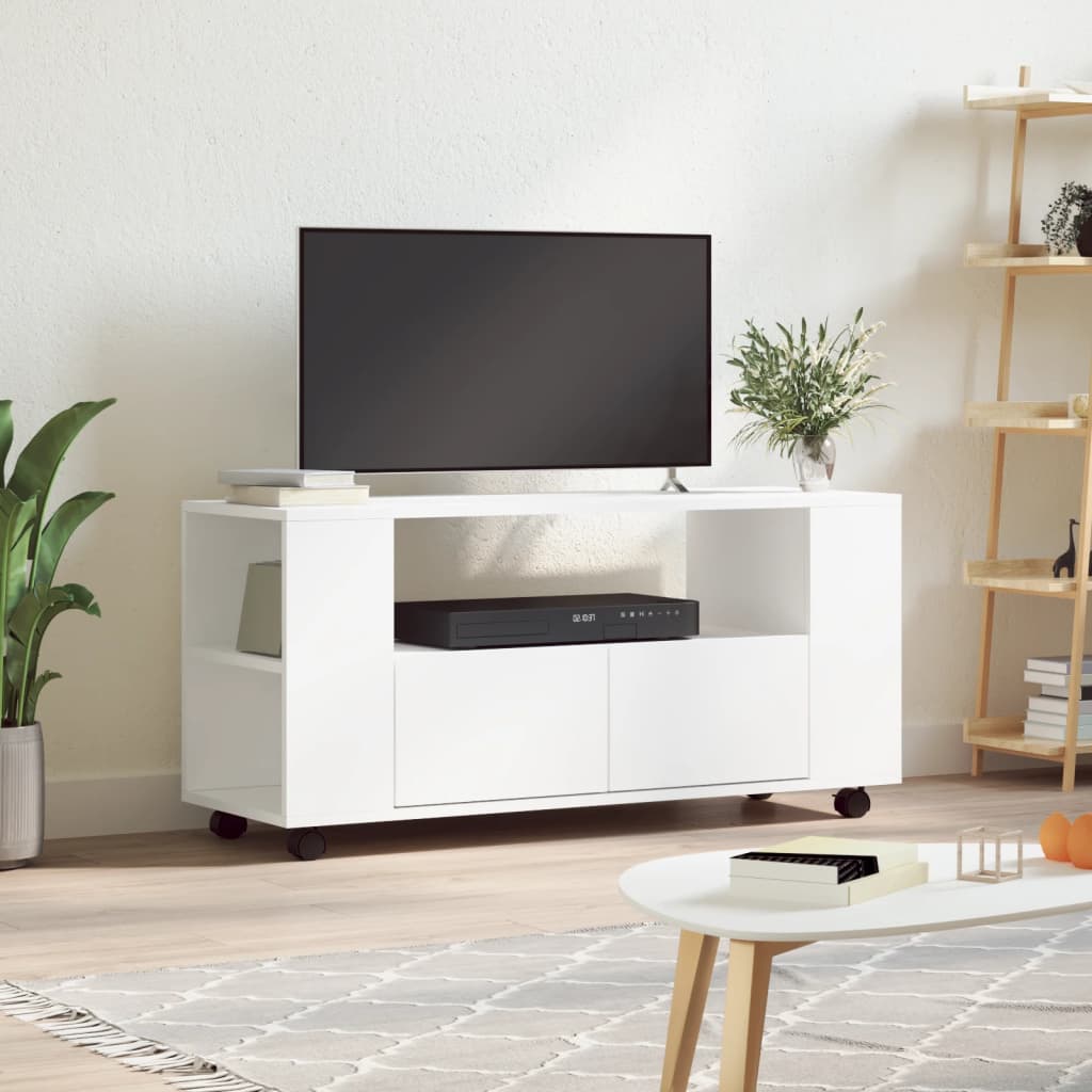 TV Cabinet White 102x34.5x43 cm Engineered Wood - The Home Maker