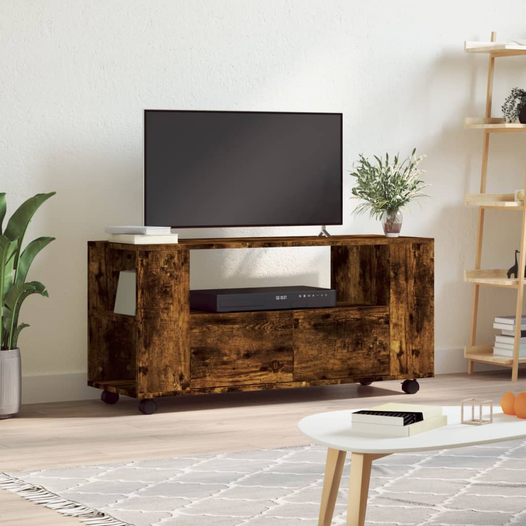 TV Cabinet Smoked Oak 102x34.5x43 cm Engineered Wood - Style and Chic
