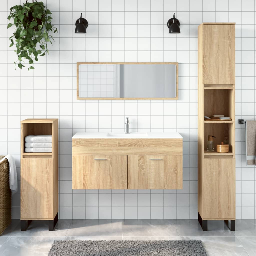 Bathroom Cabinet with Mirror Sonoma Oak Engineered Wood - Tyrell & Tyrell