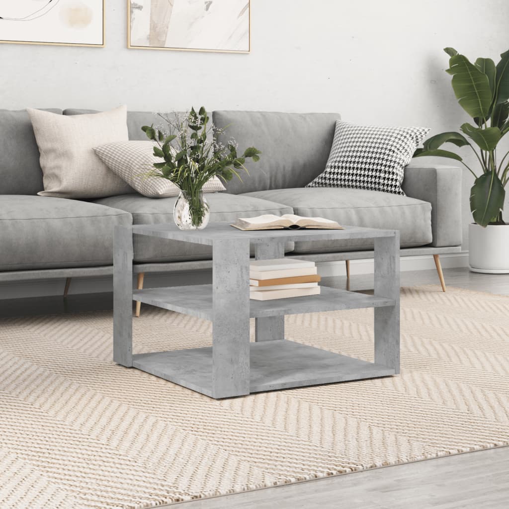 Coffee Table Concrete Grey 59.5x59.5x40 cm Engineered Wood - Merlin Deals