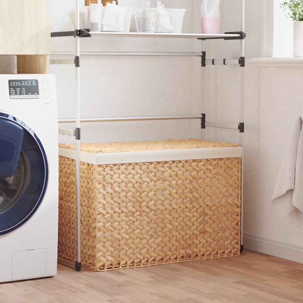Laundry Basket with 3 Sections 75x42.5x52 cm Water Hyacinth - The Home Maker