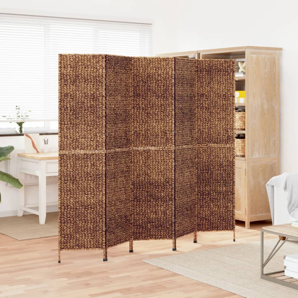 Room Divider 5-Panel Brown 205x180 cm Water Hyacinth - Sid & Sam