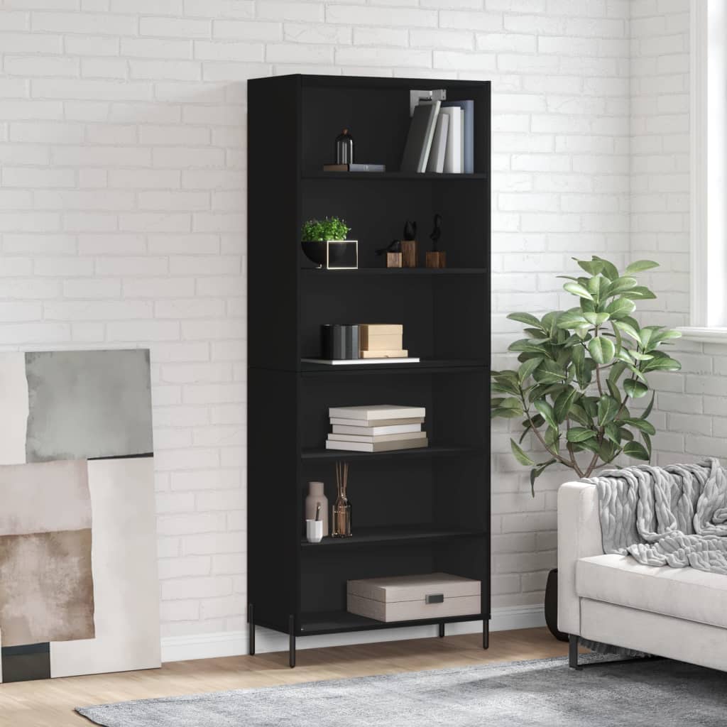 Highboard Black 69.5x32.5x180 cm Engineered Wood - All Things Good