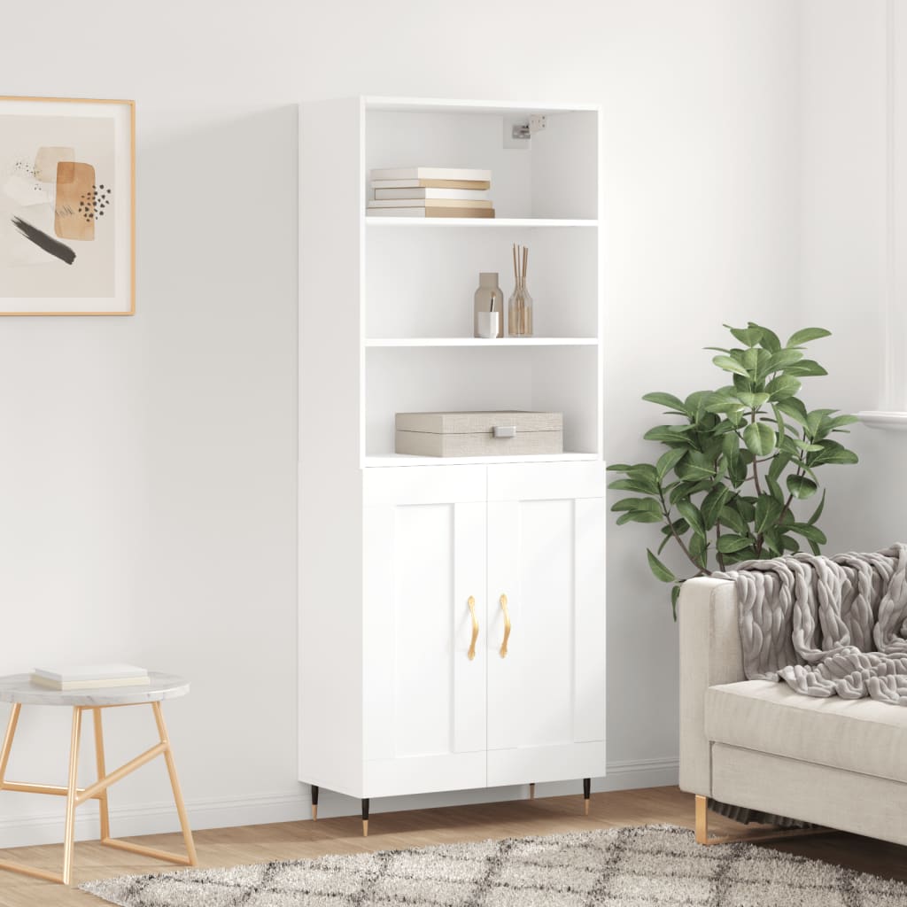 Highboard White 69.5x34x180 cm Engineered Wood - Brittle & Co