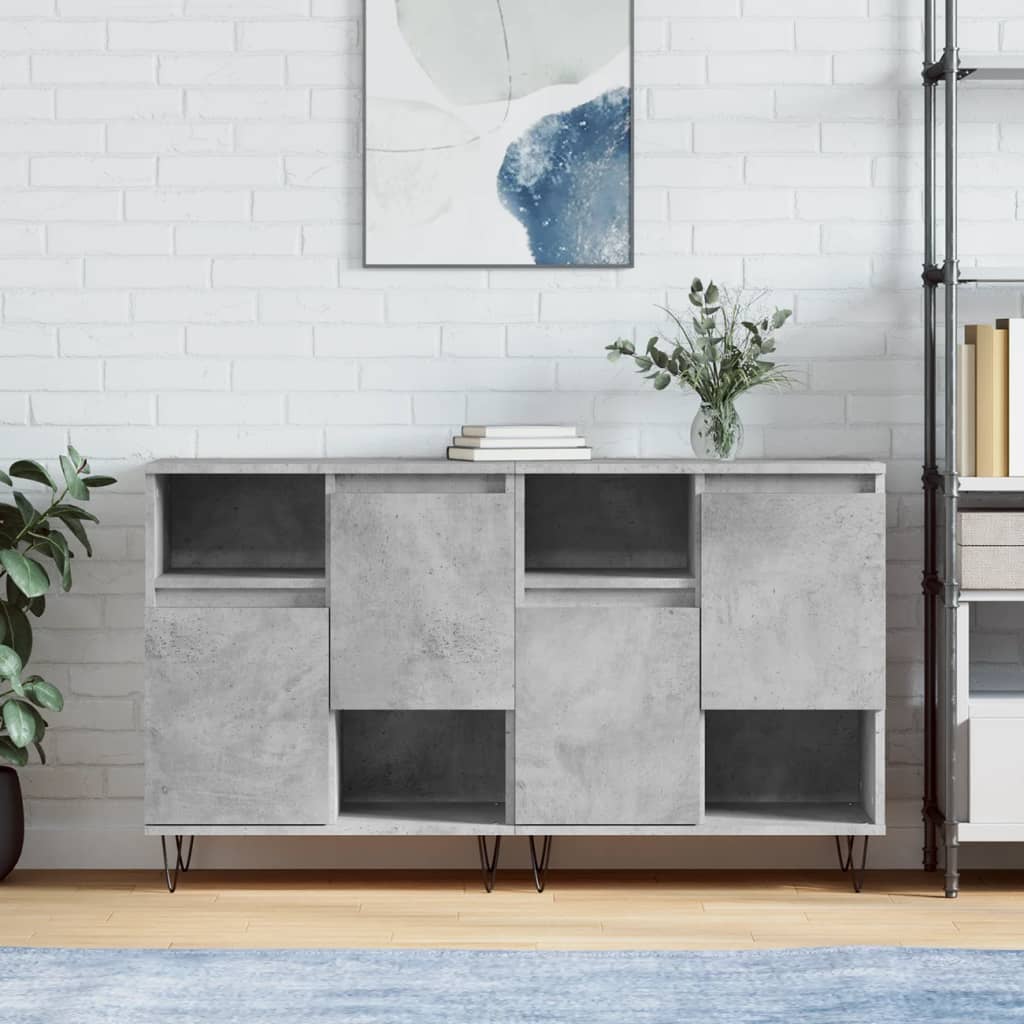 Sideboards 2 pcs Concrete Grey Engineered Wood - Millennium Furniture