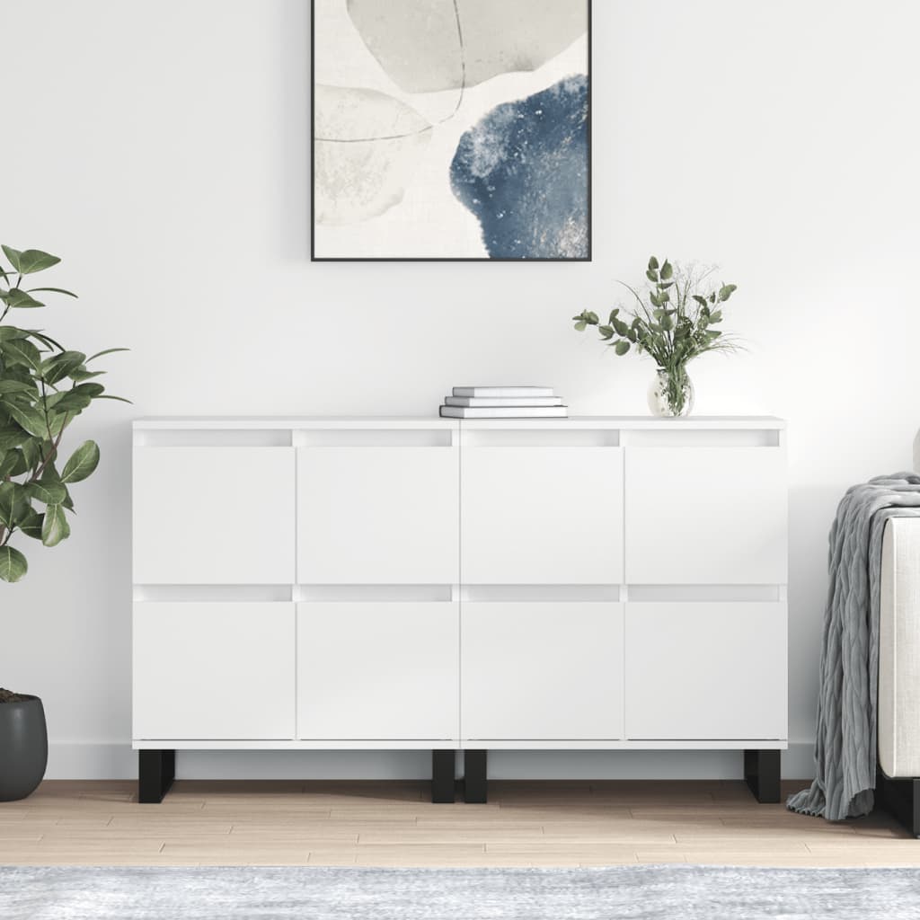 Sideboards 2 pcs High Gloss White Engineered Wood - Millennium Furniture