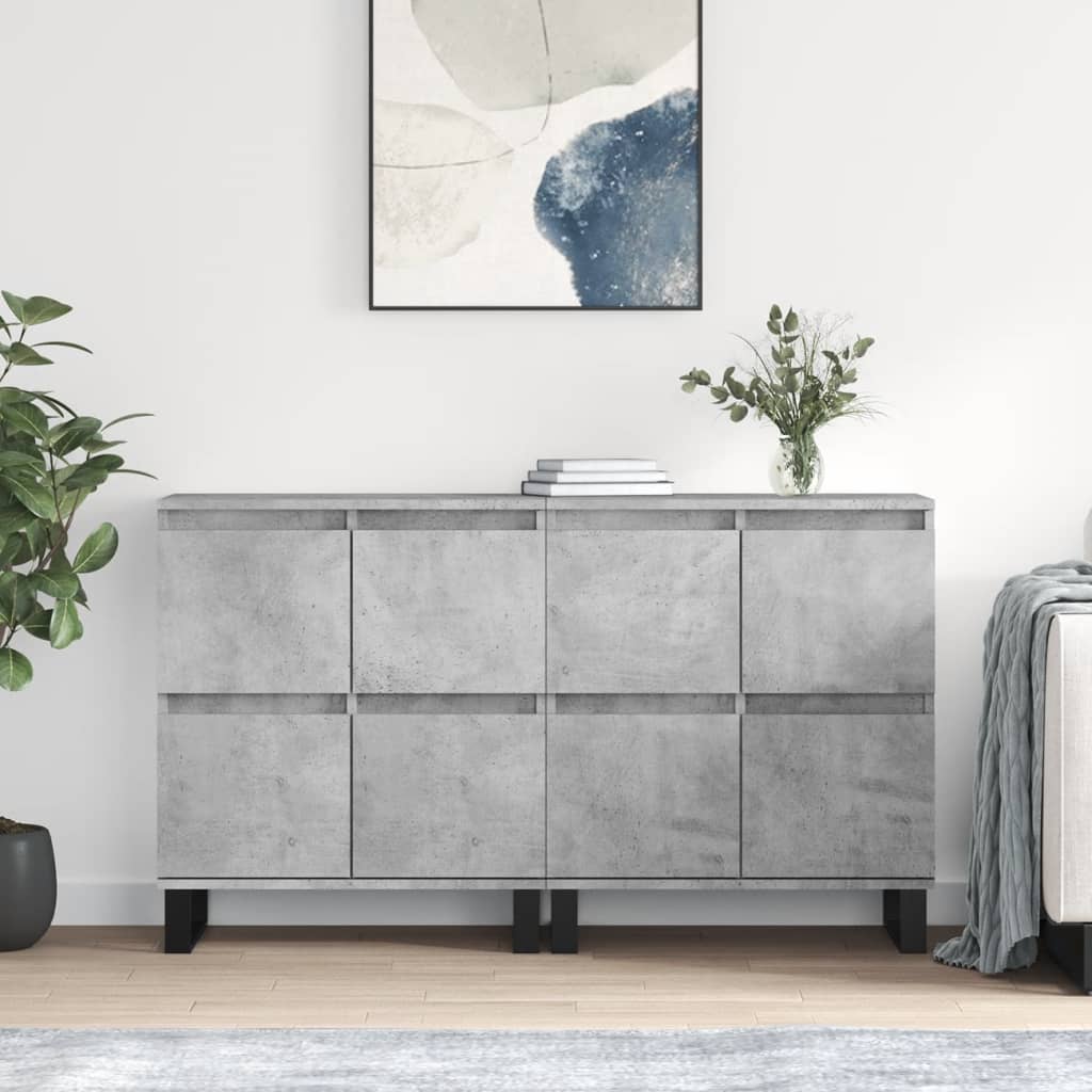Sideboards 2 pcs Concrete Grey Engineered Wood - Decor Base
