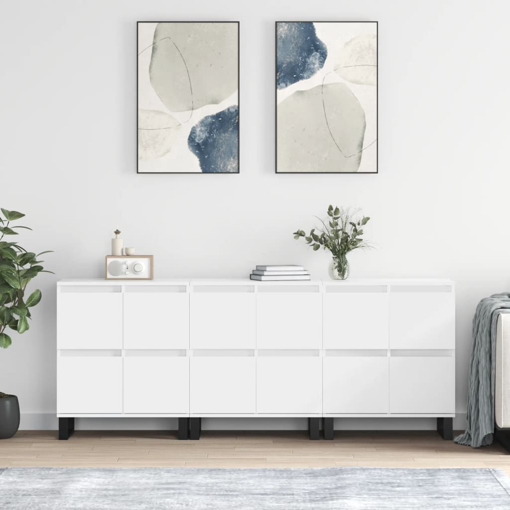 Sideboards 3 pcs White Engineered Wood - Millennium Furniture
