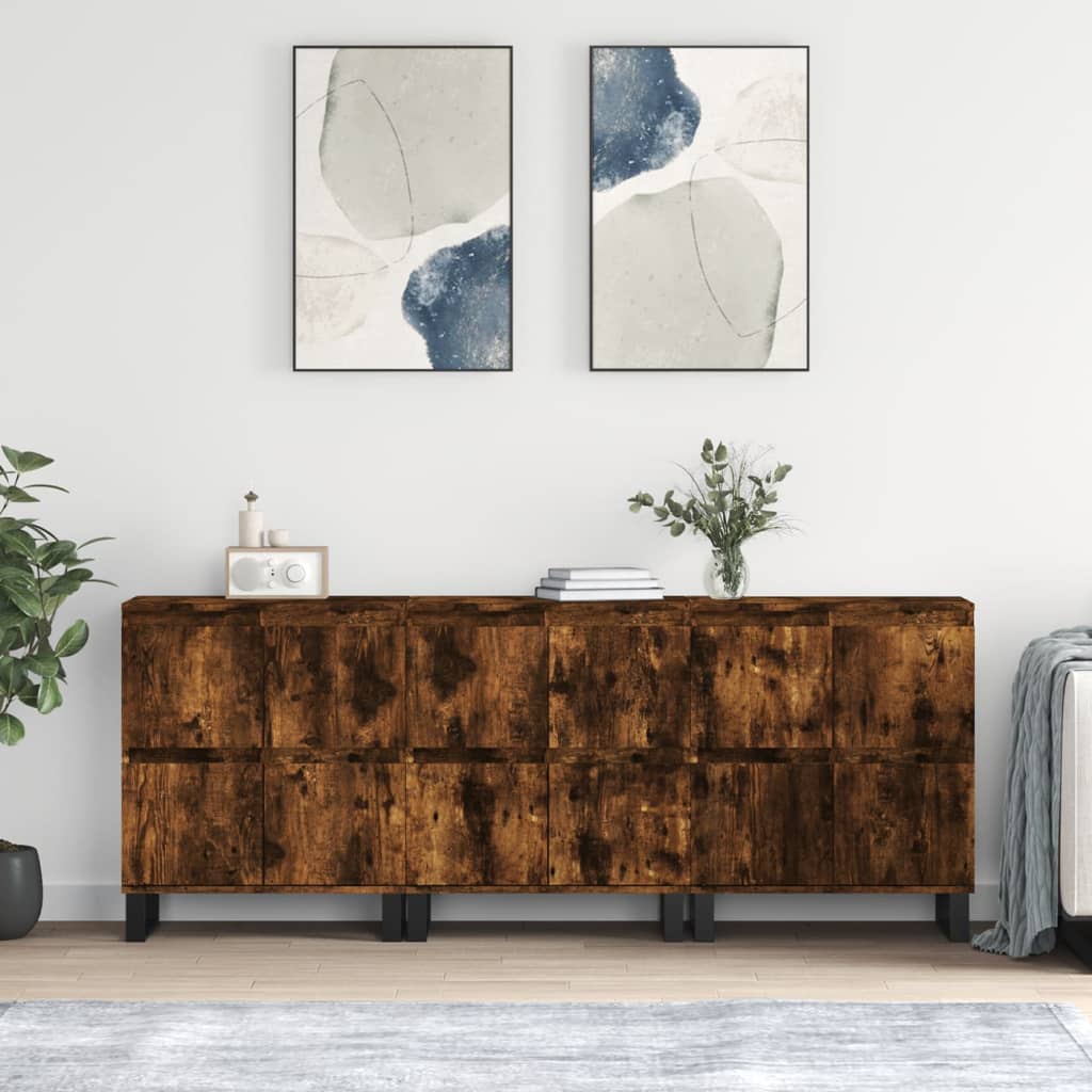 Sideboards 3 pcs Smoked Oak Engineered Wood - Style and Chic