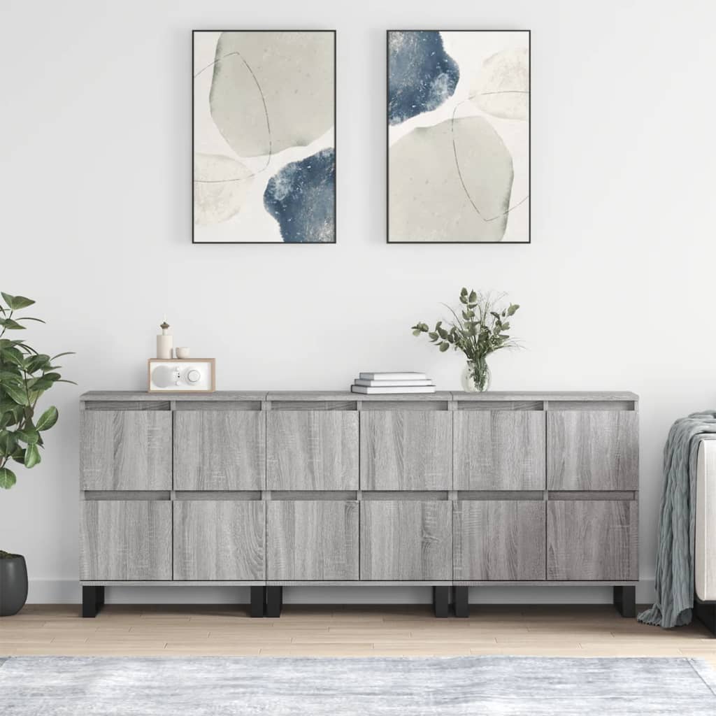 Sideboards 3 pcs Grey Sonoma Engineered Wood - Millennium Furniture