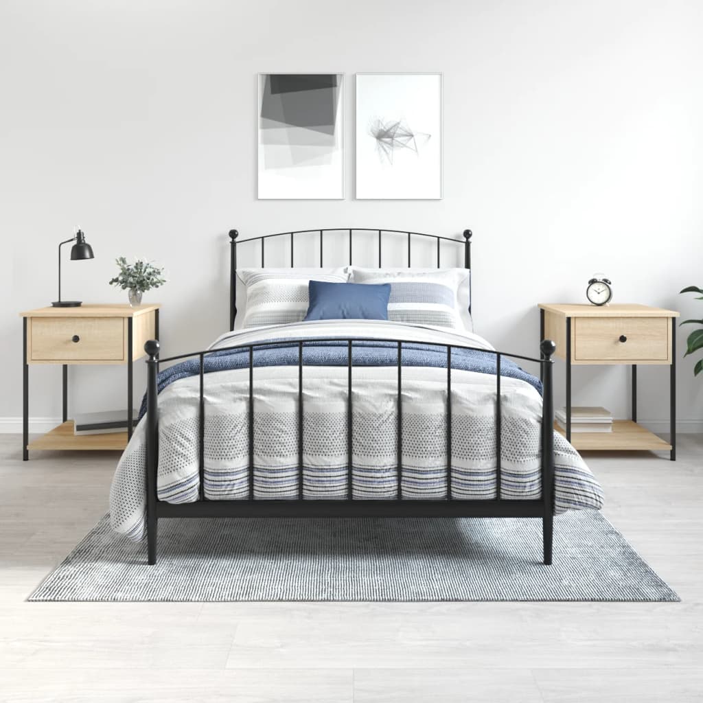 Bedside Table - HAMPTON 2 Piece Nightstand Sonoma Oak 44cm - Tyrell & Tyrell