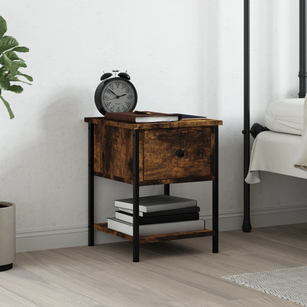Bedside Table Smoked Oak 34x35.5x45 cm Engineered Wood - Casper Homes