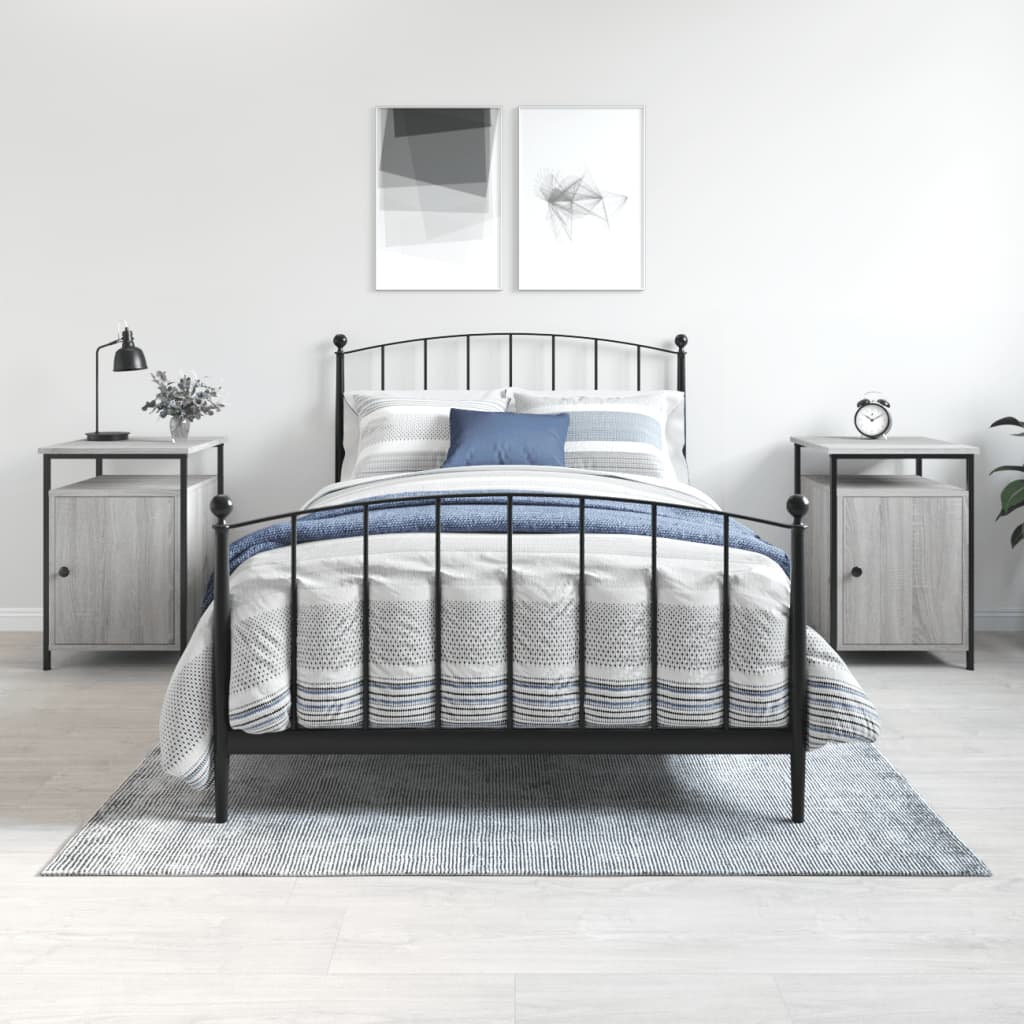 Bedside Table - LUCCA Gus 2 Piece Nightstand Grey Sonoma 40cm - Sid & Sam