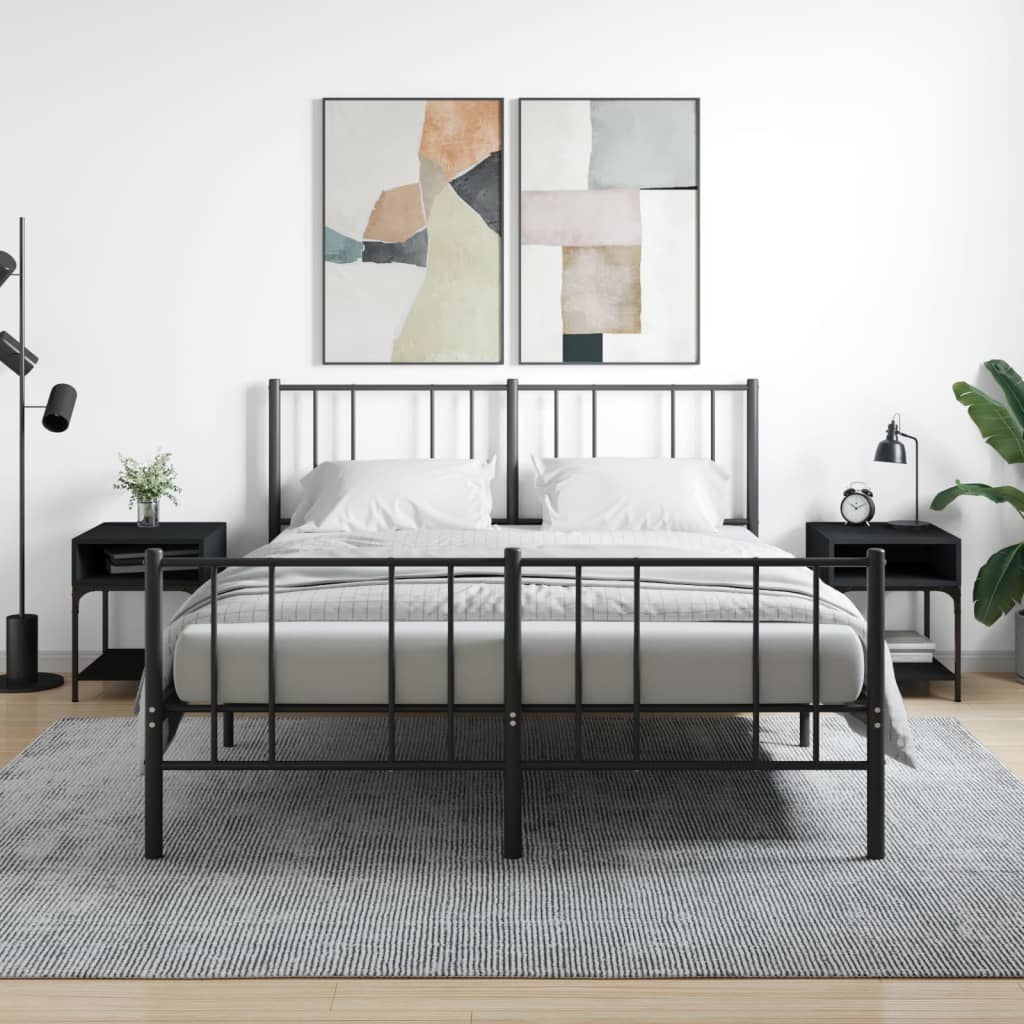 Bedside Table - LOGAN 2 Piece Nightstand Black 40cm - Style and Chic