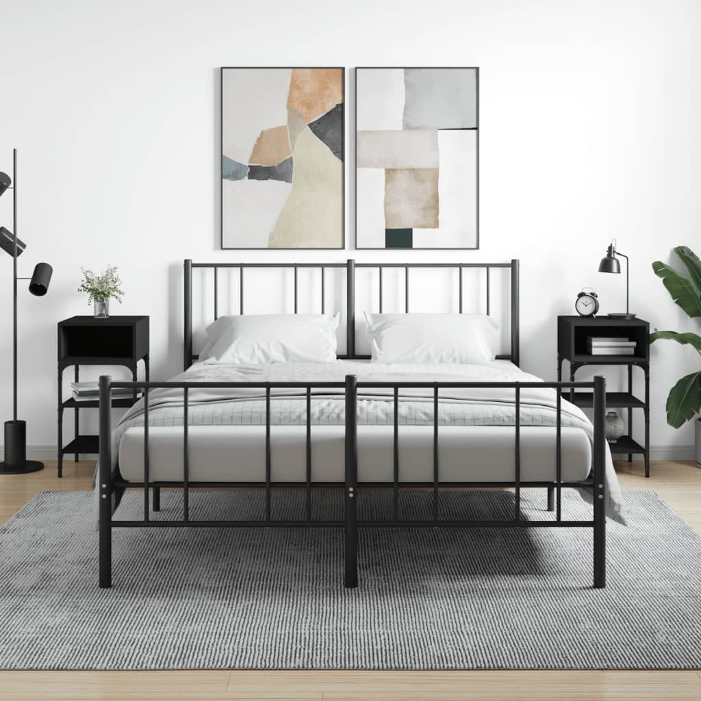 Bedside Table - MILO 2 Piece Nightstand Black 35cm - Tyrell & Tyrell