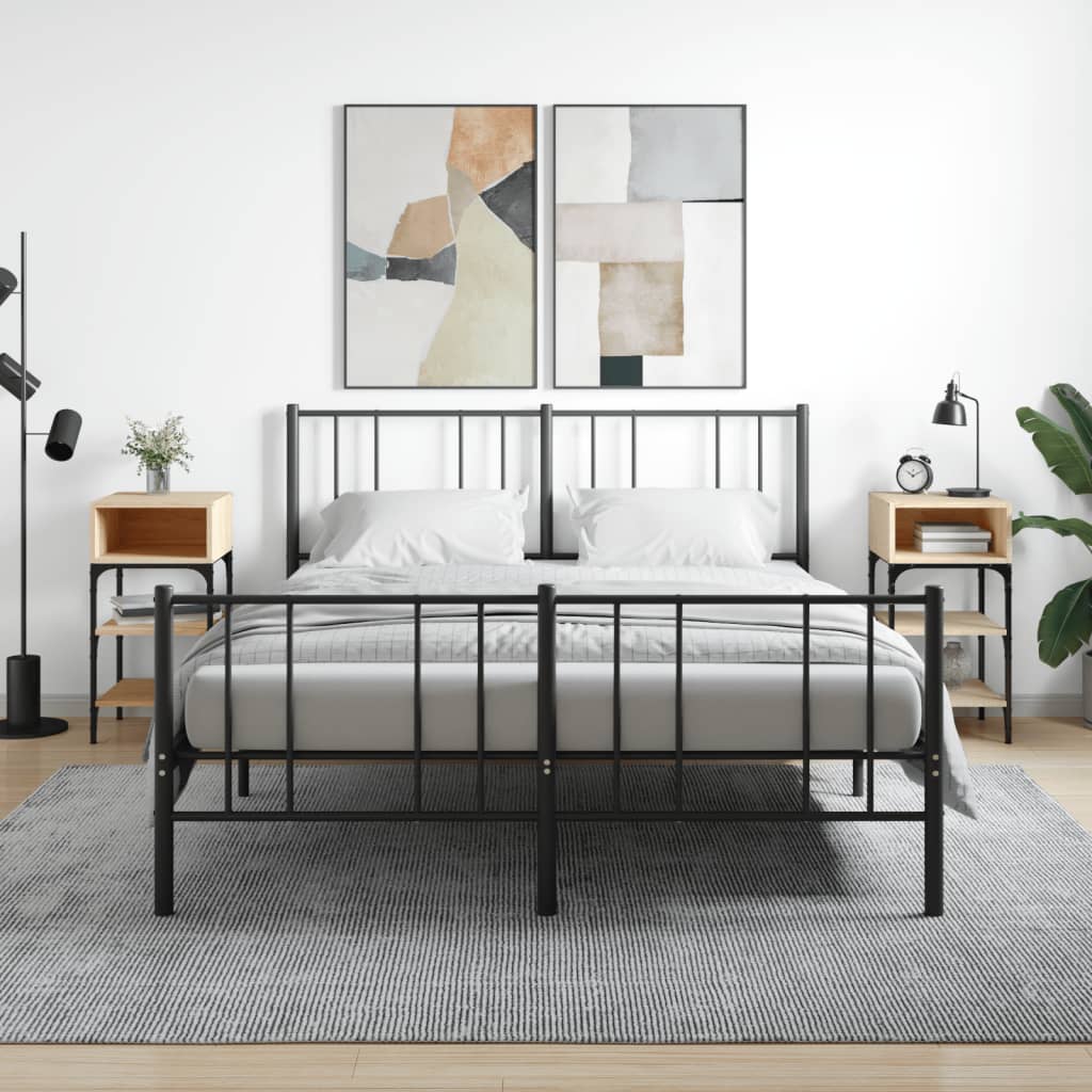 Bedside Table - MILO 2 Piece Nightstand Sonoma Oak 35cm - The Home Maker