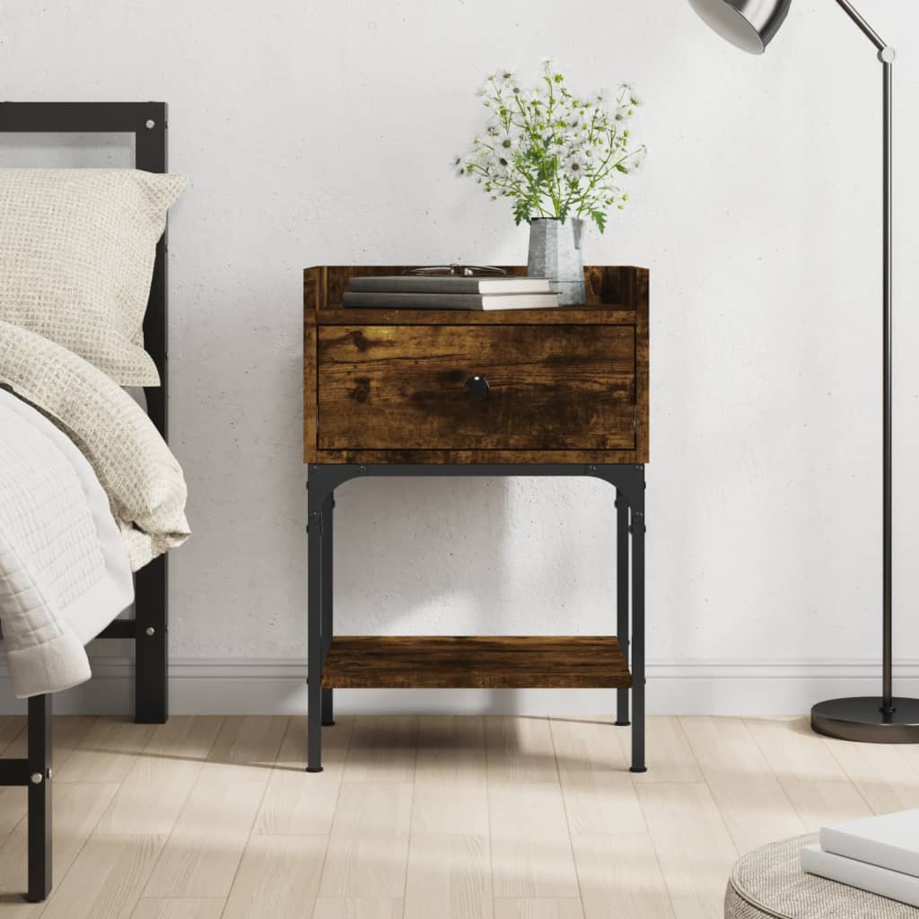 Bedside Table Smoked Oak 40.5x31x60 cm Engineered Wood - Casper Homes