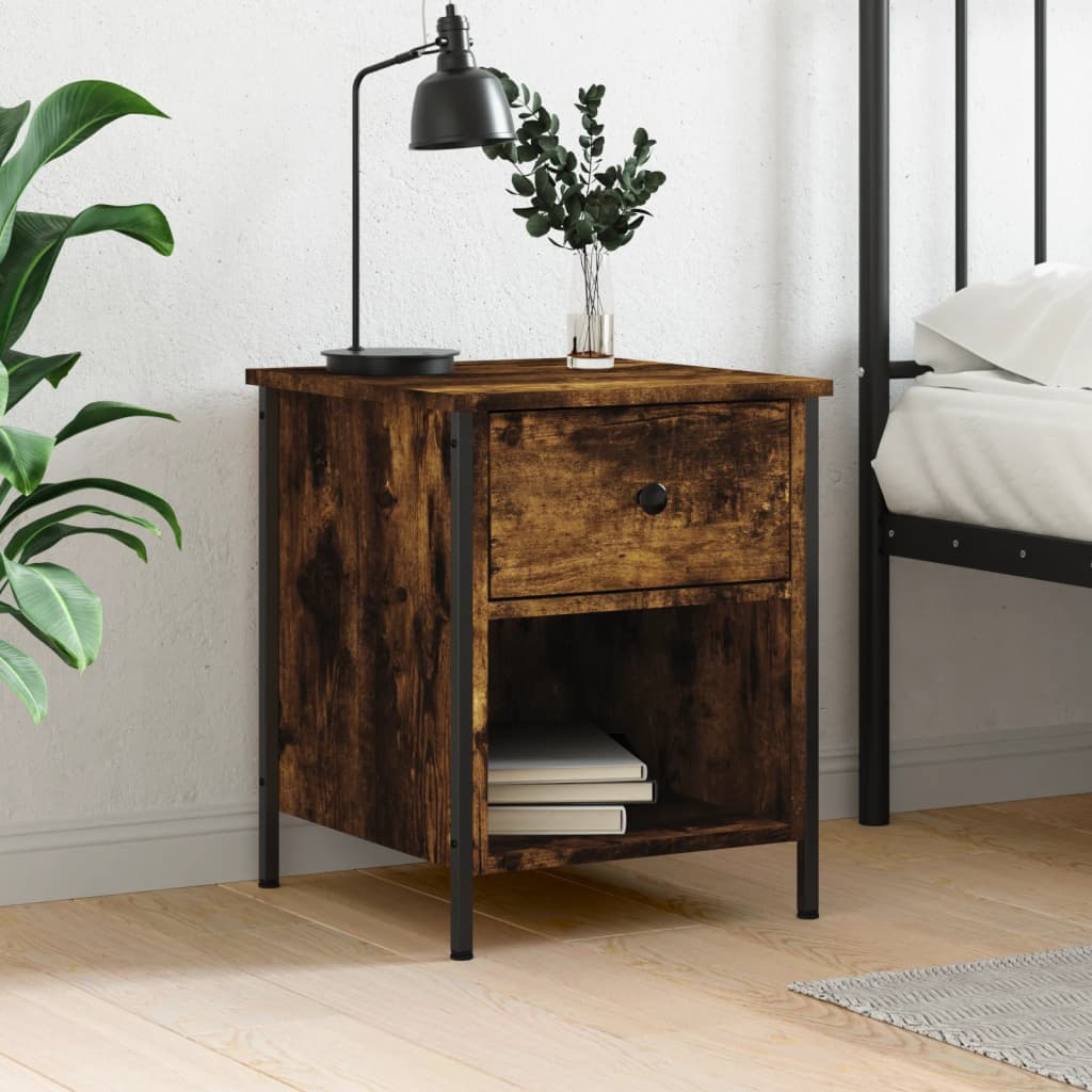 Bedside Table - LODI Dan Nightstand Smoked Oak 40cm - Unbeatable Bargains
