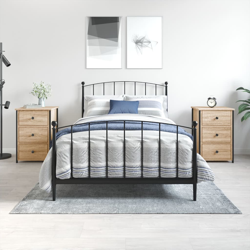 Bedside Table - MANTOVA 2 Piece Nightstand Sonoma Oak 40cm - Merkel Designers