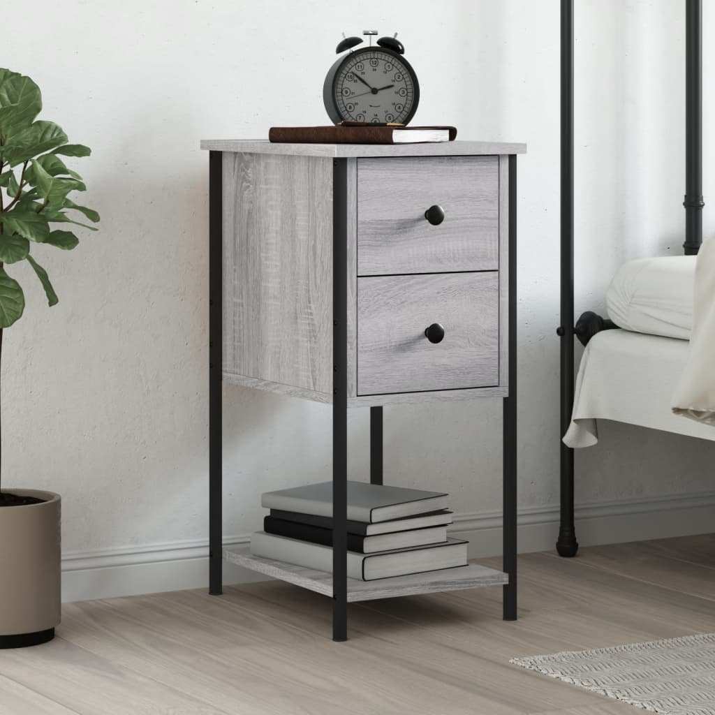 Bedside Table - RIDLEY Nightstand Grey Sonoma 32cm - Sid & Sam