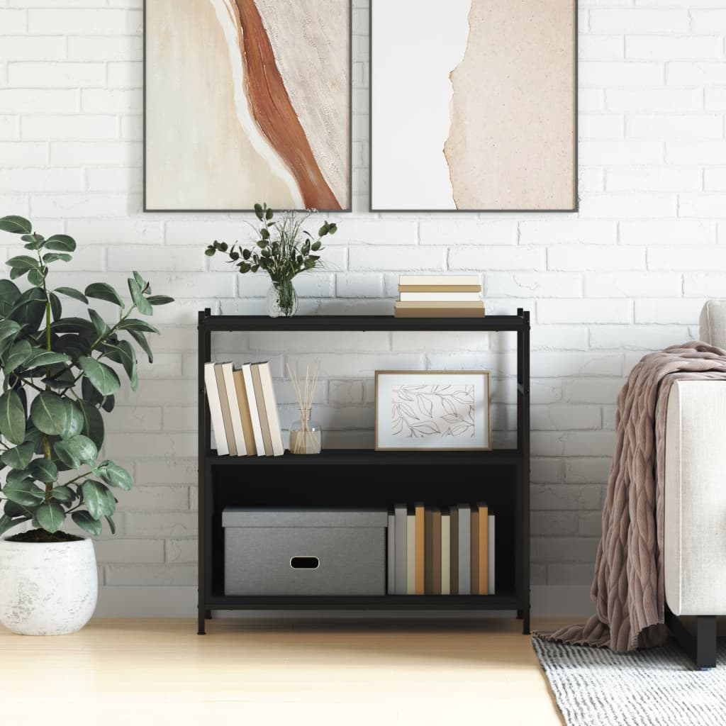 Bookshelf Black 80x30x78.5cm Engineered Wood and Iron - Merlin Deals