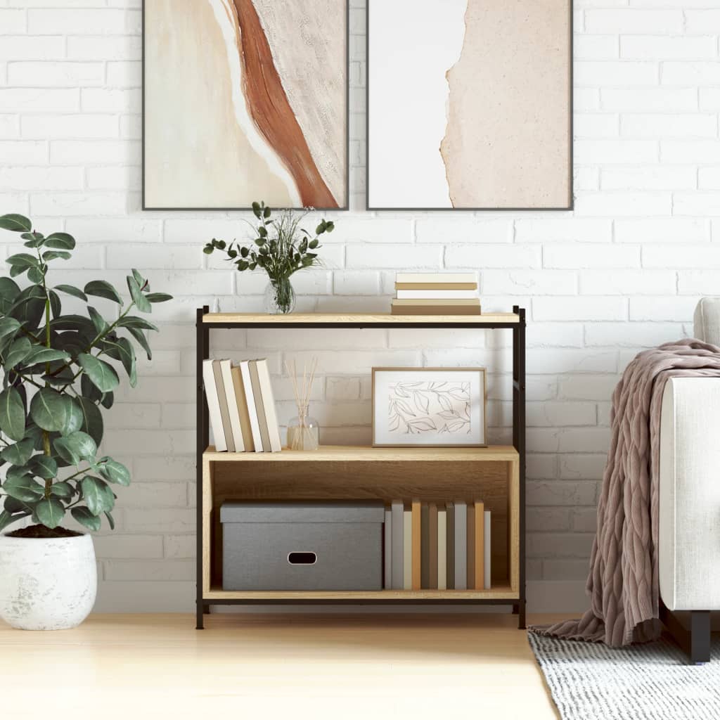 Bookshelf Sonoma Oak 80x30x78.5 cm Engineered Wood and Iron - Millennium Furniture