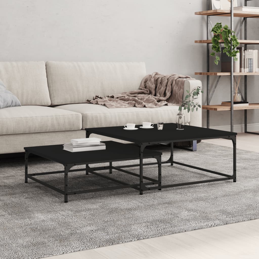 Nesting Coffee Tables 2 pcs Black Engineered Wood - Style and Chic