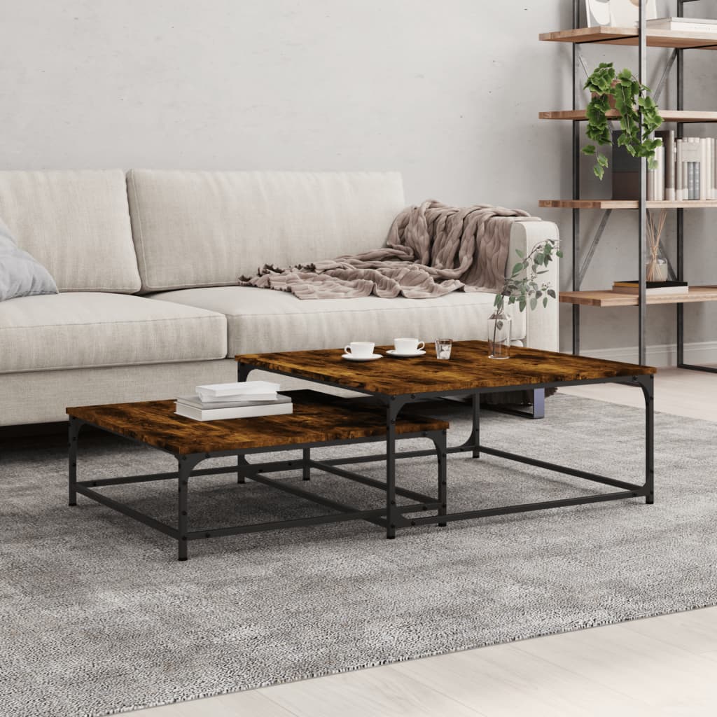 Nesting Coffee Tables 2 Pieces Smoked Oak Engineered Wood - Millennium Furniture