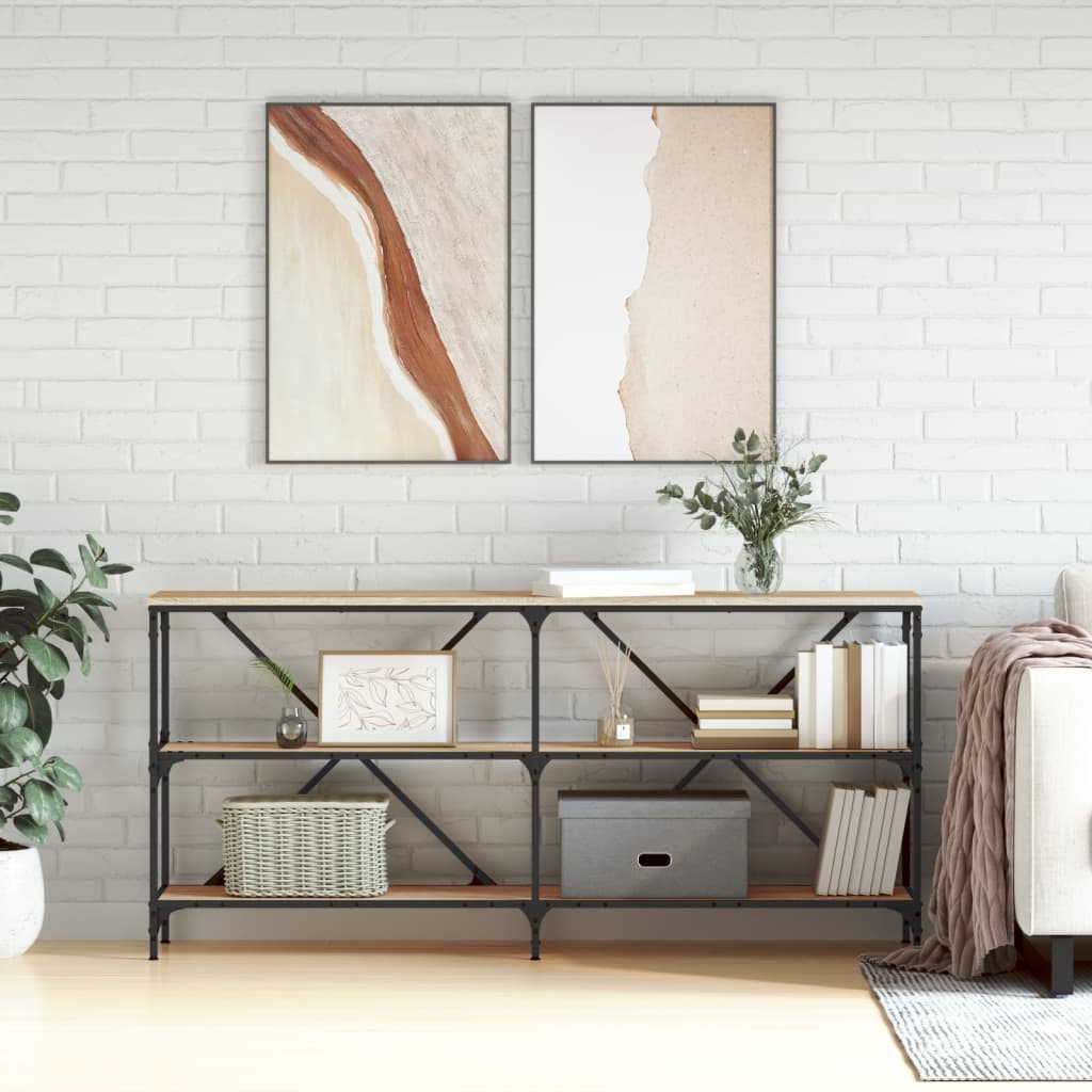 Console Table Sonoma Oak 160x30x75 cm Engineered Wood and Iron - The Home Maker