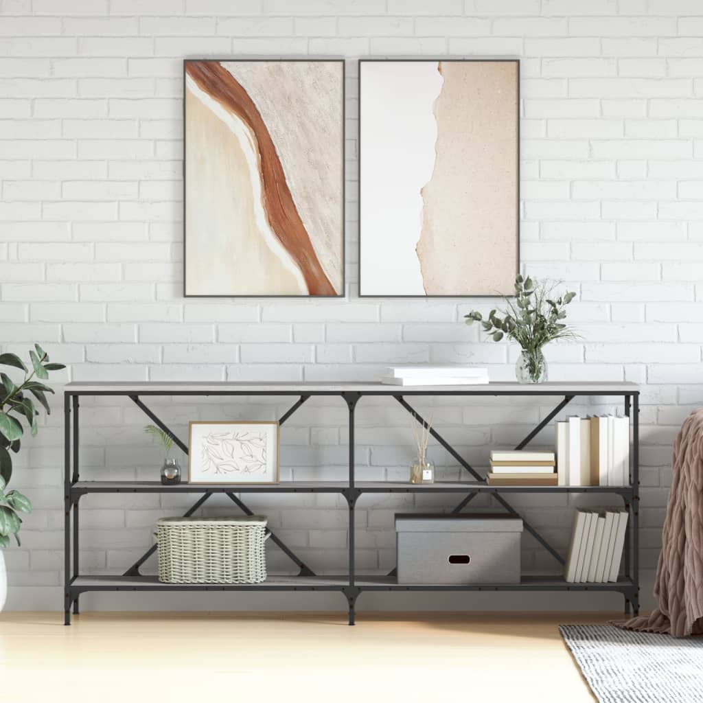 Console Table Grey Sonoma 180x30x75 cm Engineered Wood and Iron - Brittle & Co