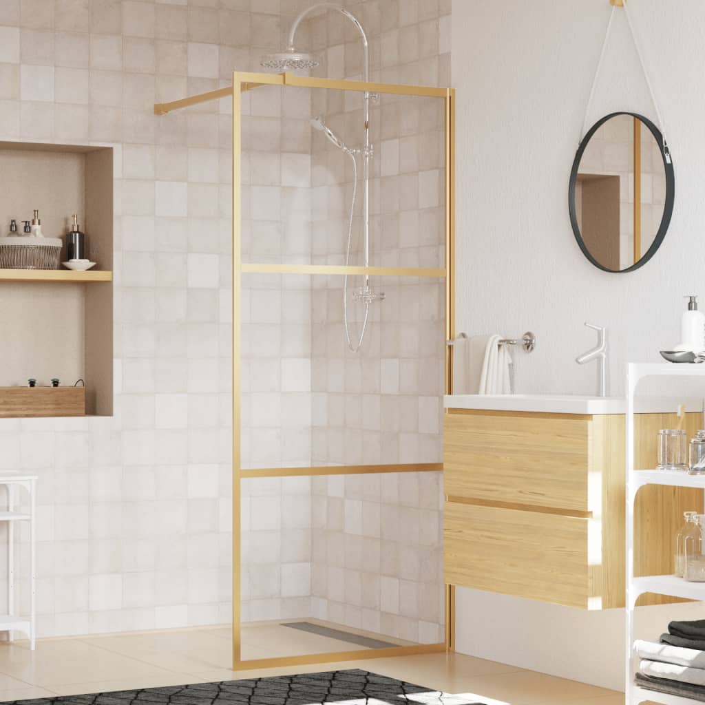 Walk-in Shower Wall with Clear ESG Glass Gold 80x195 cm - Style and Chic