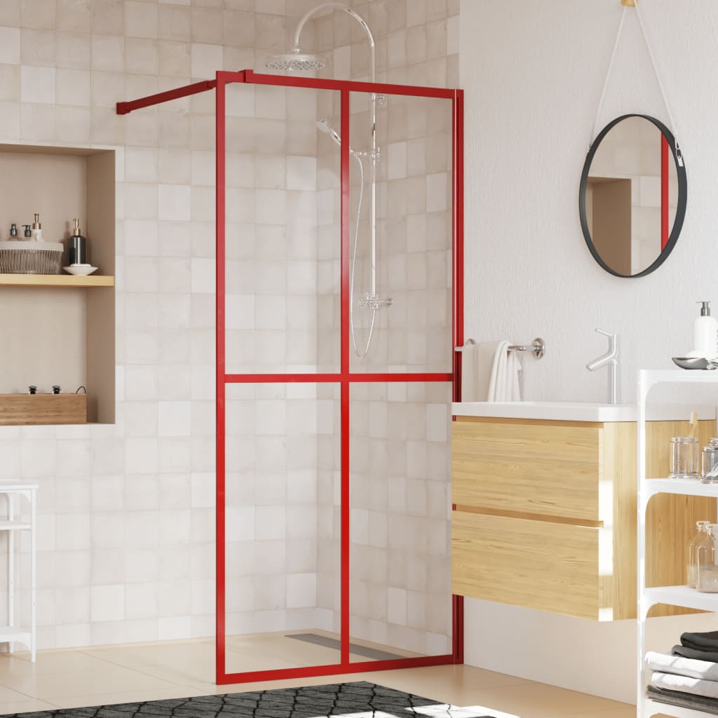 Walk-in Shower Wall with Clear ESG Glass Red 100x195 cm - Merlin Deals