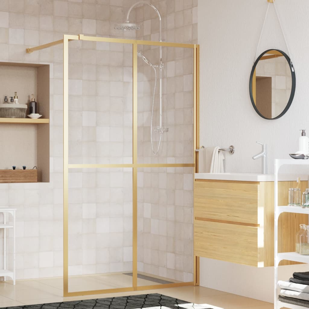Walk-in Shower Wall with Clear ESG Glass Gold 118x195 cm - Style and Chic