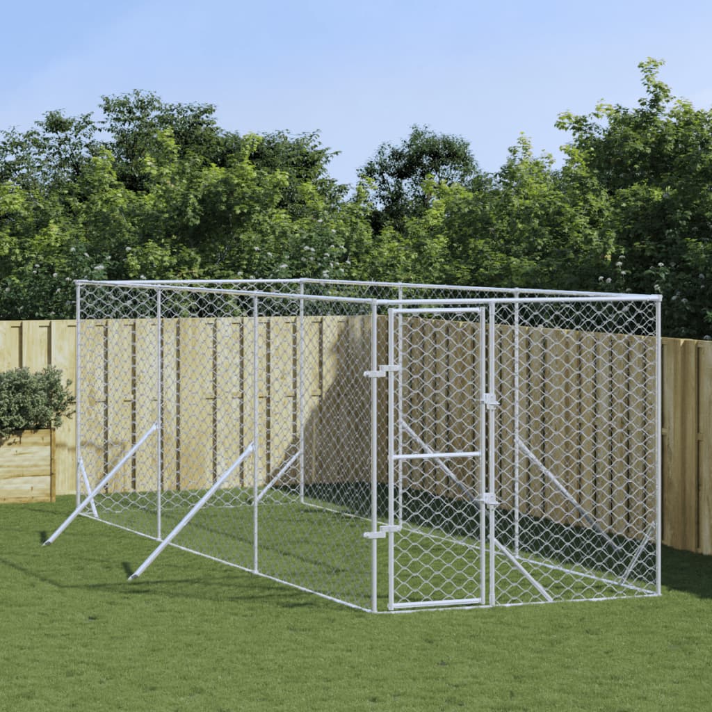 Outdoor Dog Kennel Silver 2x6x2 m Galvanised Steel - Unbeatable Bargains